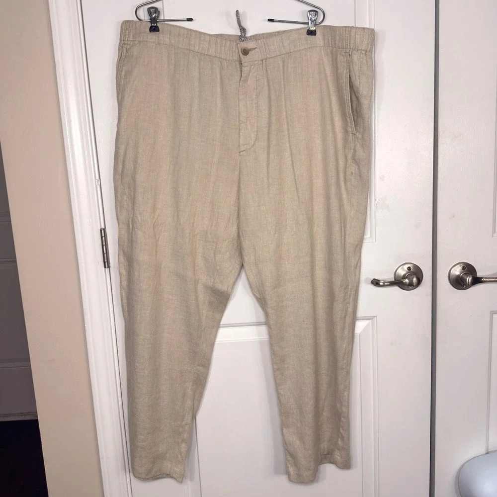 Tommy Bahama Linen Blend Drawstring Pants Tan Beige Relaxed Beach 2XLB